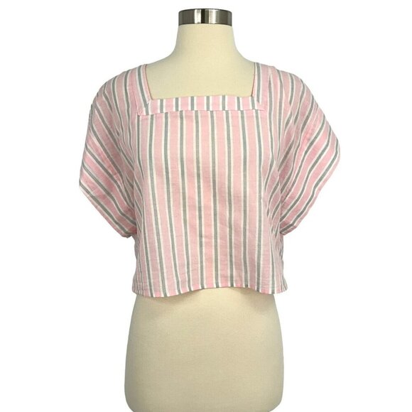 Mable Size S Sydney Square Neck Top & Skirt Set Pink Grey Stripe 100% Cotton - Picture 5 of 16